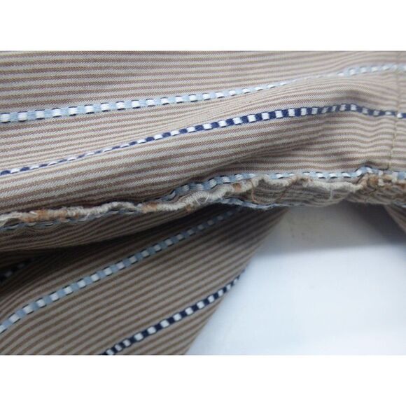 Transcript Men’s Striped Exposed Seam Casual Button Down Shirt, L, Taupe - Picture 9 of 10